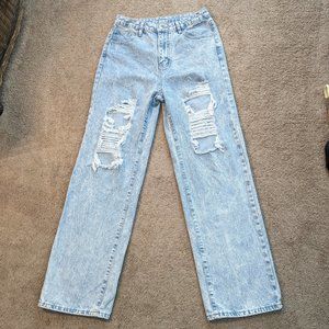 Shein Size Medium / 6 High Rise Distressed Faded Acid Wash Blue Jeans